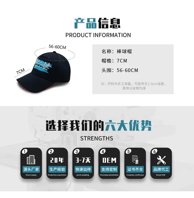 Customized Digital Print Baseball Cap Large Head Navy Blue — feature 2