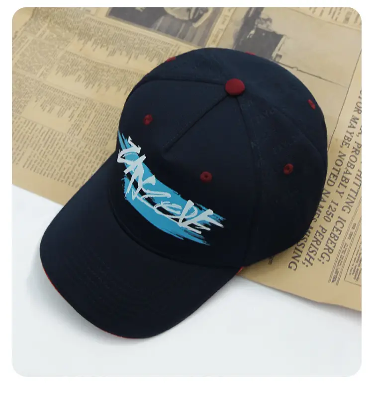 Customized Digital Print Baseball Cap Large Head Navy Blue — feature 6