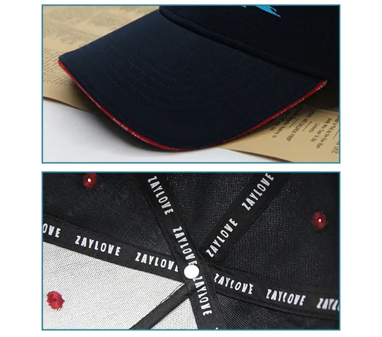 Customized Digital Print Baseball Cap Large Head Navy Blue — feature 8