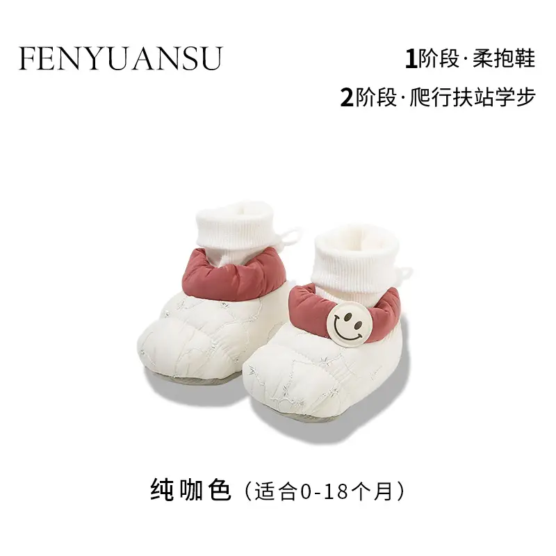 Winter Newborn Baby Shoes and Socks, Infant Girls' Shoes, Newborn Shoes, Warm Cotton Shoes, Fleece-Lined Soft Soles, Autumn and Winter - Image 4
