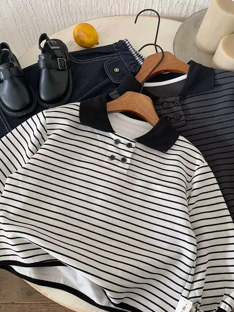 Children Striped Polo Shirt Long Sleeve 2025 - Image 4