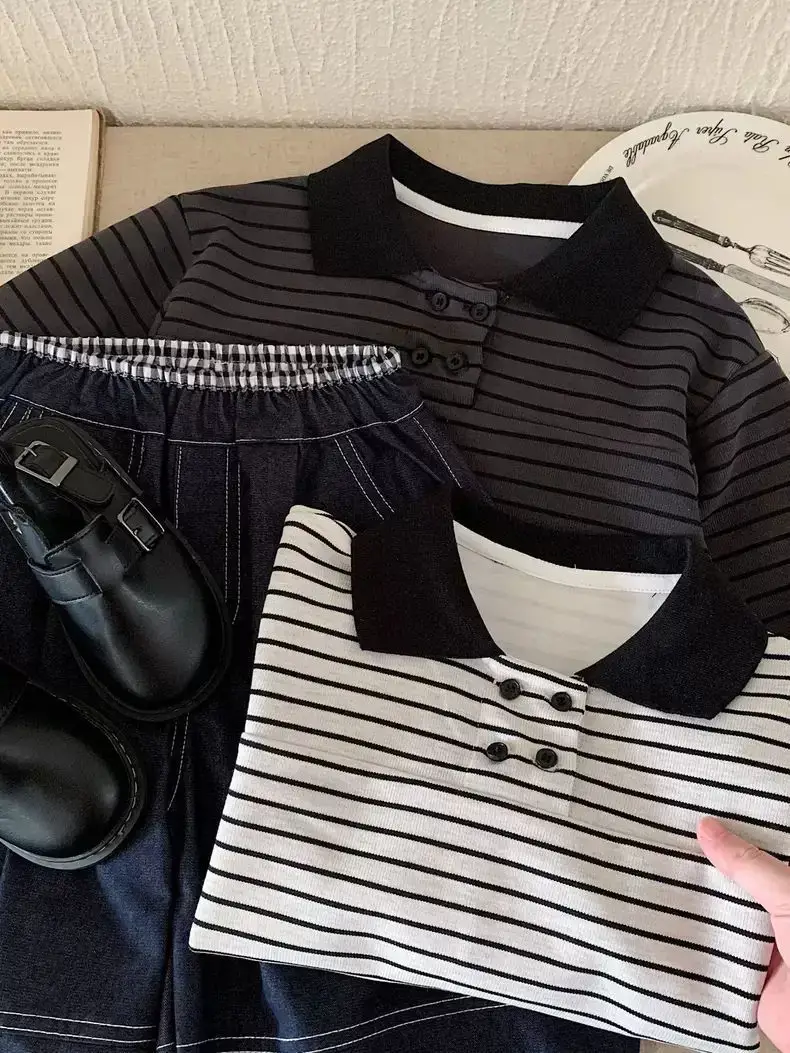 Children Striped Polo Shirt Long Sleeve 2025 - Image 5