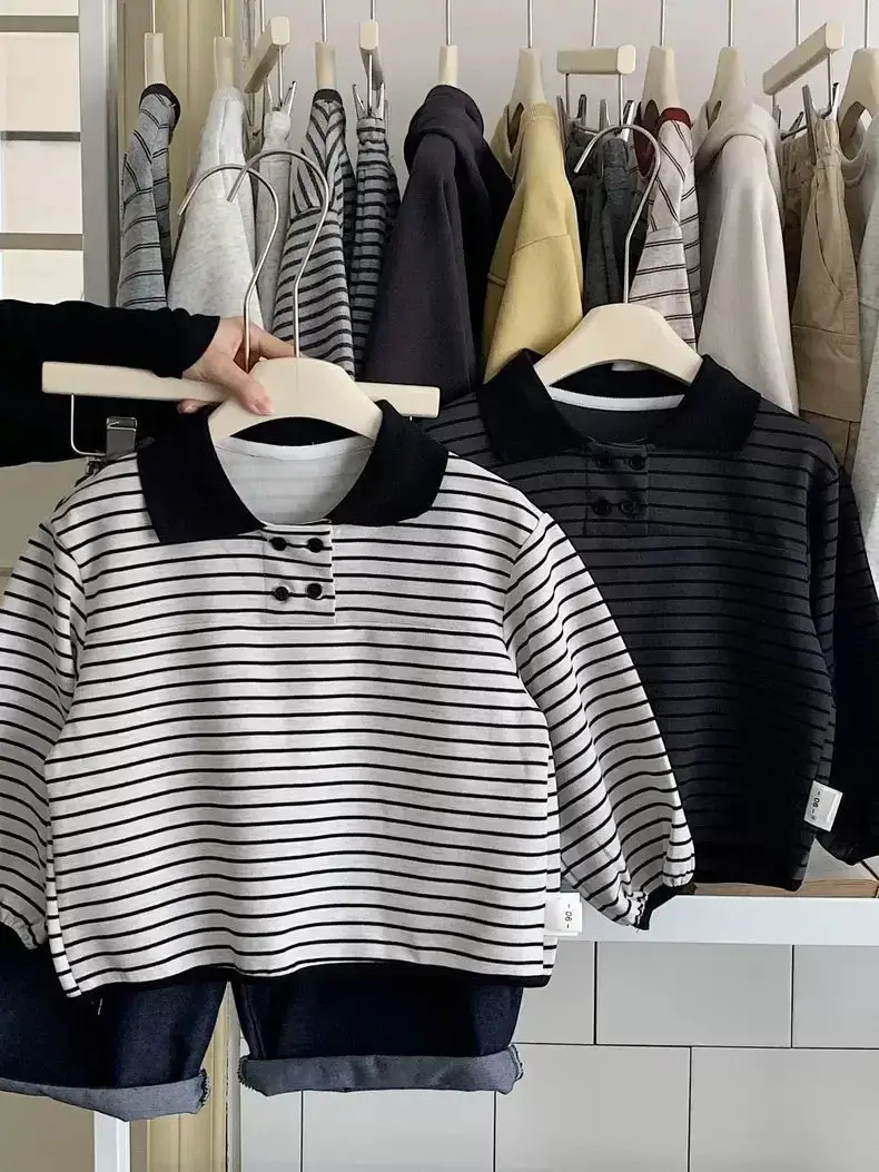 Children Striped Polo Shirt Long Sleeve 2025 - Image 6