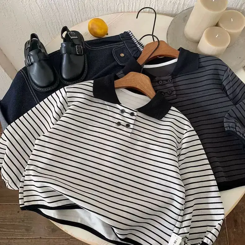 Children Striped Polo Shirt Long Sleeve 2025 — feature 1