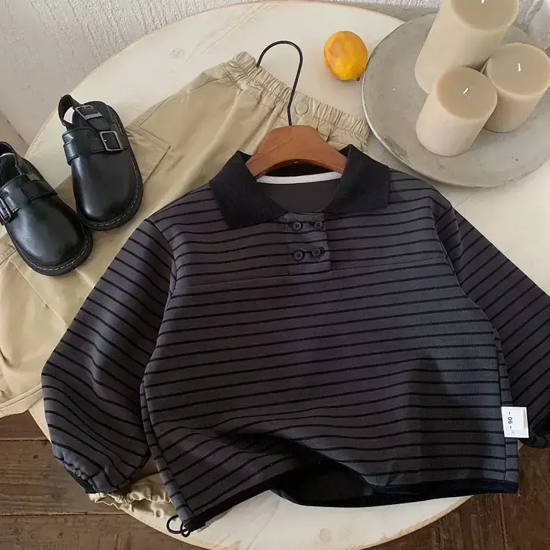 Children Striped Polo Shirt Long Sleeve 2025 — feature 2