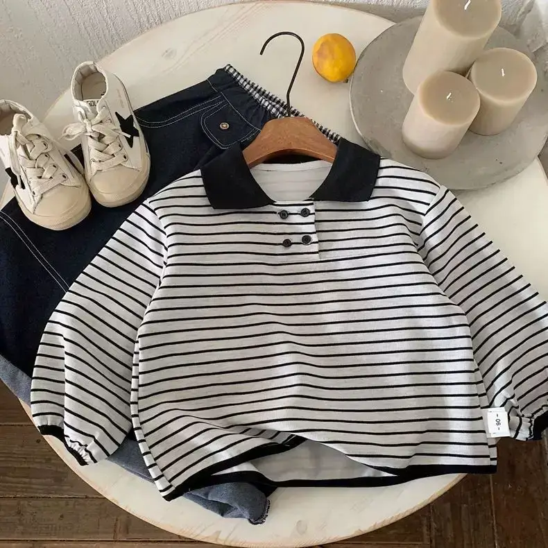 Children Striped Polo Shirt Long Sleeve 2025 — feature 3
