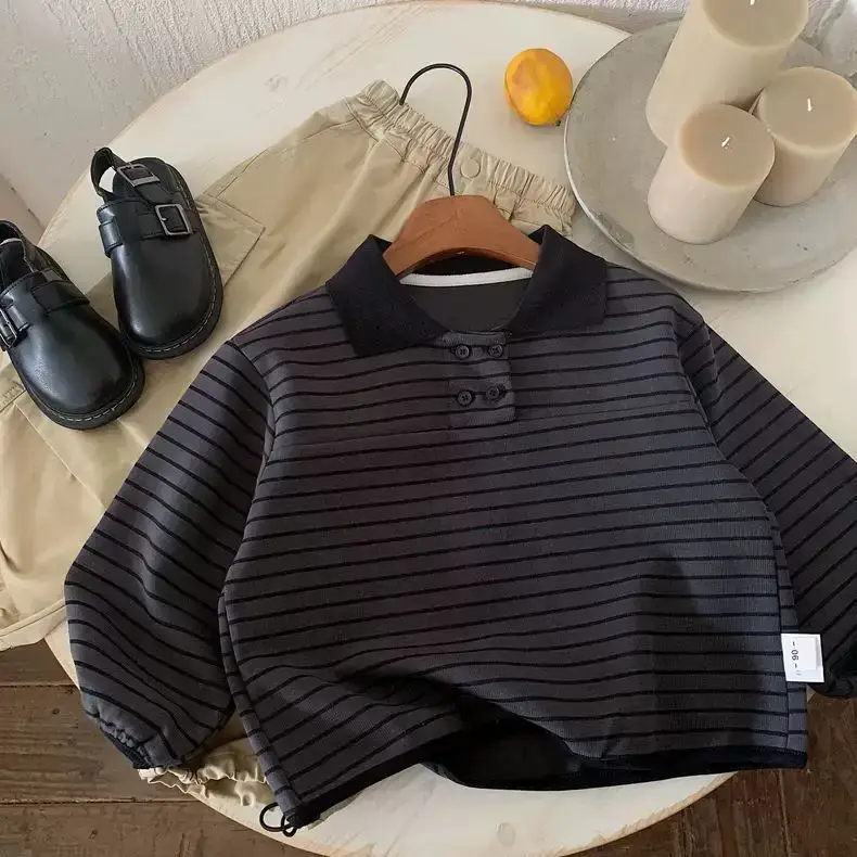 Children Striped Polo Shirt Long Sleeve 2025 - Image 2