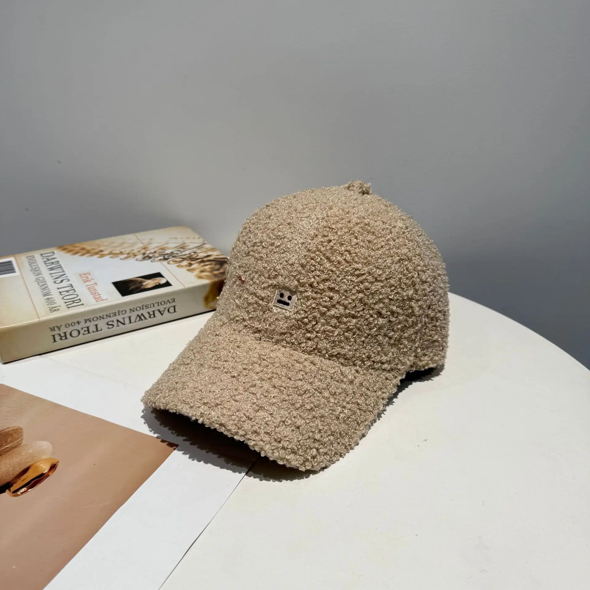 Autumn Winter Warm Baseball Cap with Embroidered Beads - Image 3