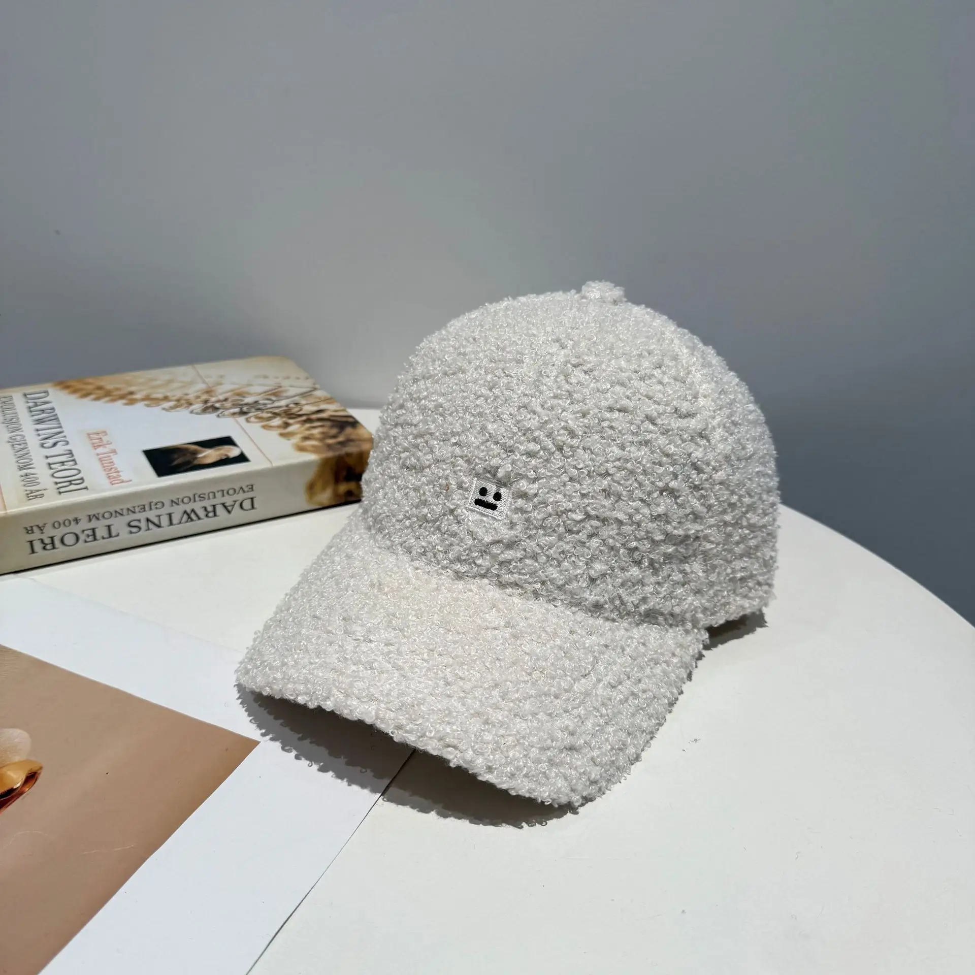 Autumn Winter Warm Baseball Cap with Embroidered Beads - Image 2