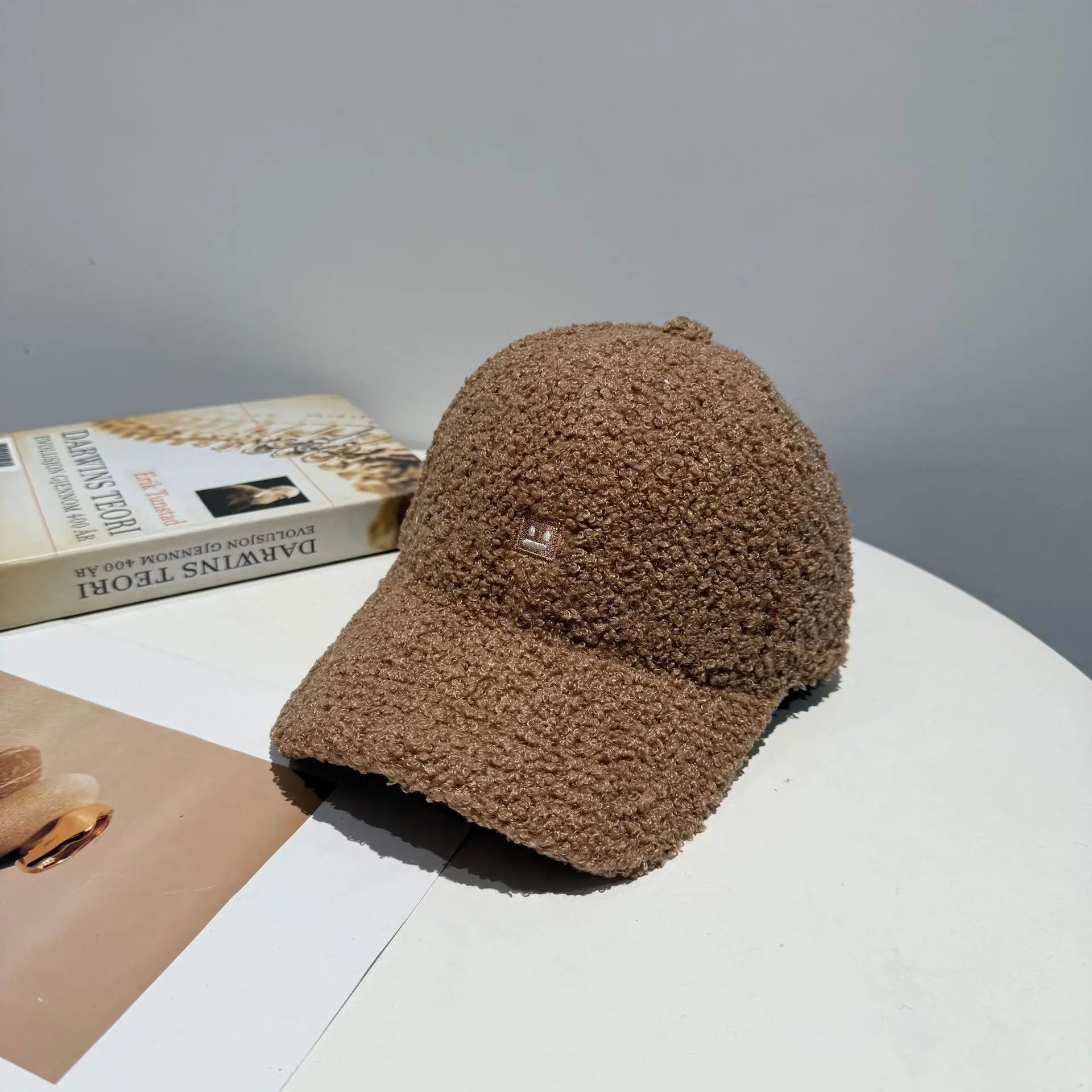 Autumn Winter Warm Baseball Cap with Embroidered Beads - Image 4