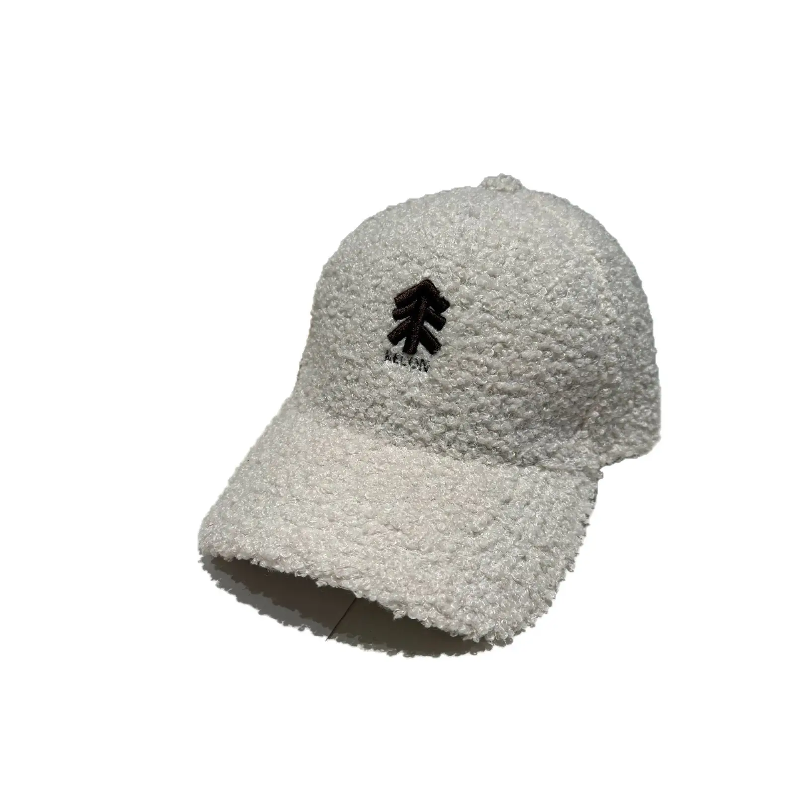 New Lamb Wool Baseball Cap for Women Brown Embroidery - Image 10