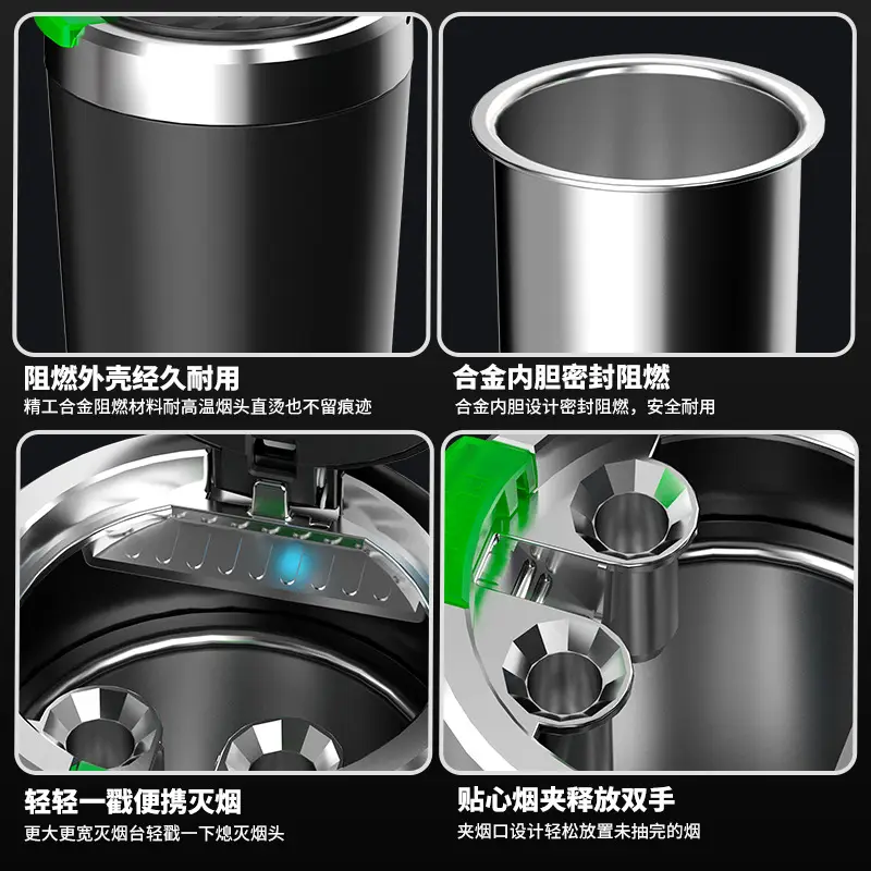 Car-Mounted Ashtray with Anti-Fly Ash, Multifunctional Automatic Lid Opening, Smoke Extinguishing, Ash Collection, Sealed, Portable, High-End Car Accessory