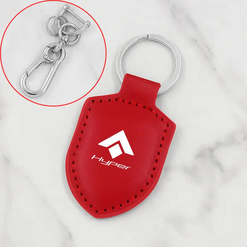 Suitable for Gac Hao Platinum Ht Gt Hl Ssr Car Keychain Carbon Fiber Pattern Leather Shield Buckle Modified Pendant for Men and Women
