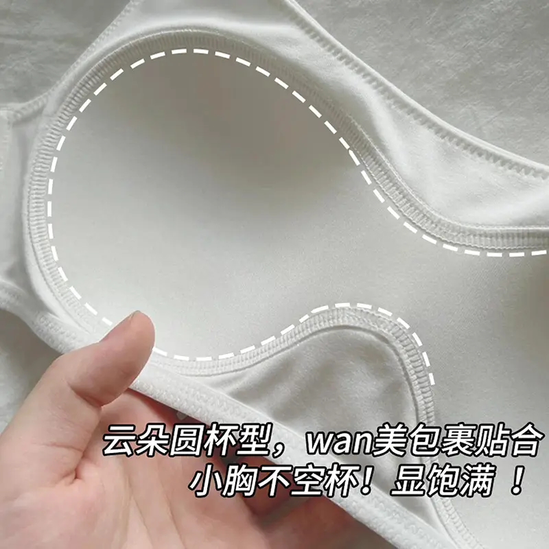 Zhiqumo Modal Round Breast One-Piece Seamless Intimates Women's Summer Thin Small Breast Push-Up Anti-Sagging Breathable Bra