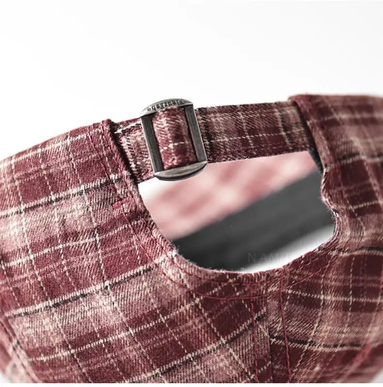 Men Plaid Baseball Cap Brown Embroidered — feature 5