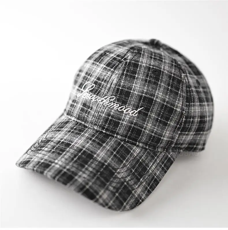 Men Plaid Baseball Cap Brown Embroidered — feature 8