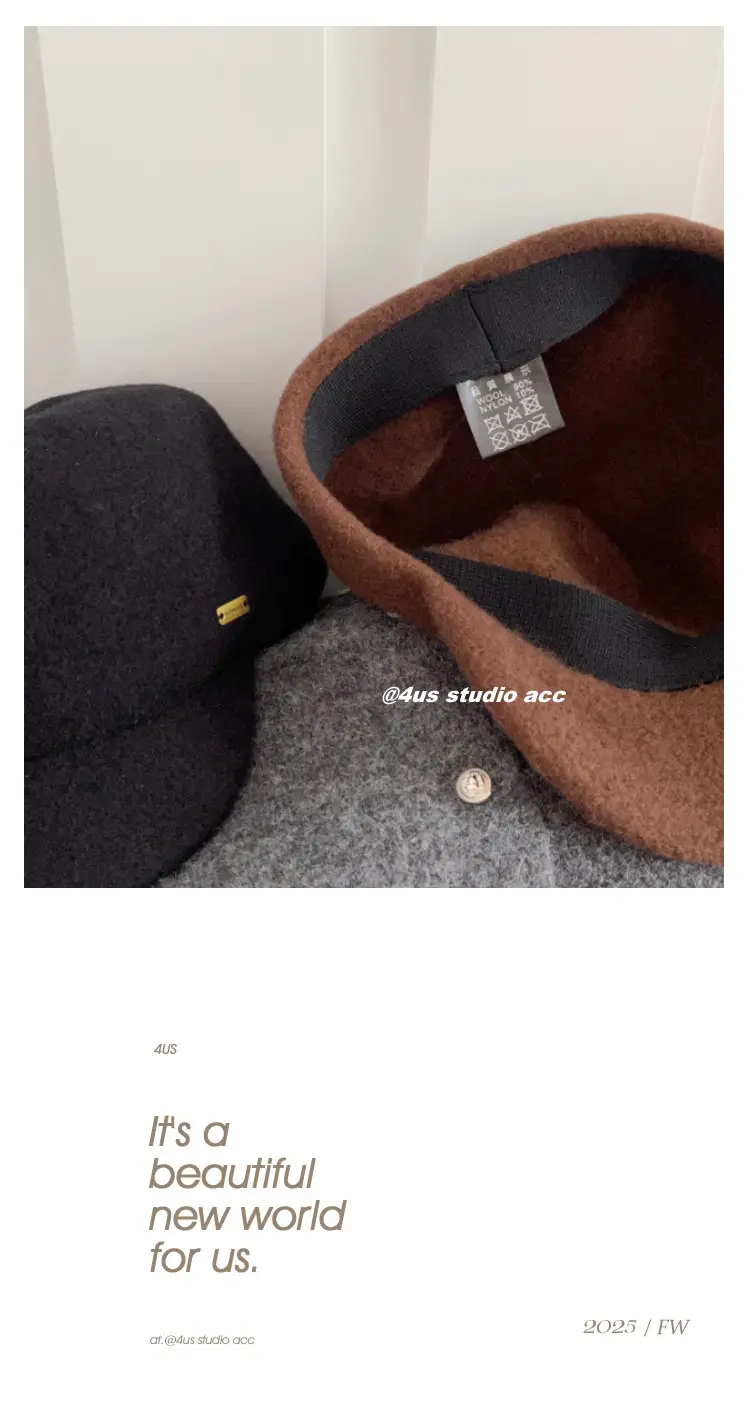 Women Wool Equestrian Hat Brown Black Winter Flat Top — feature 3