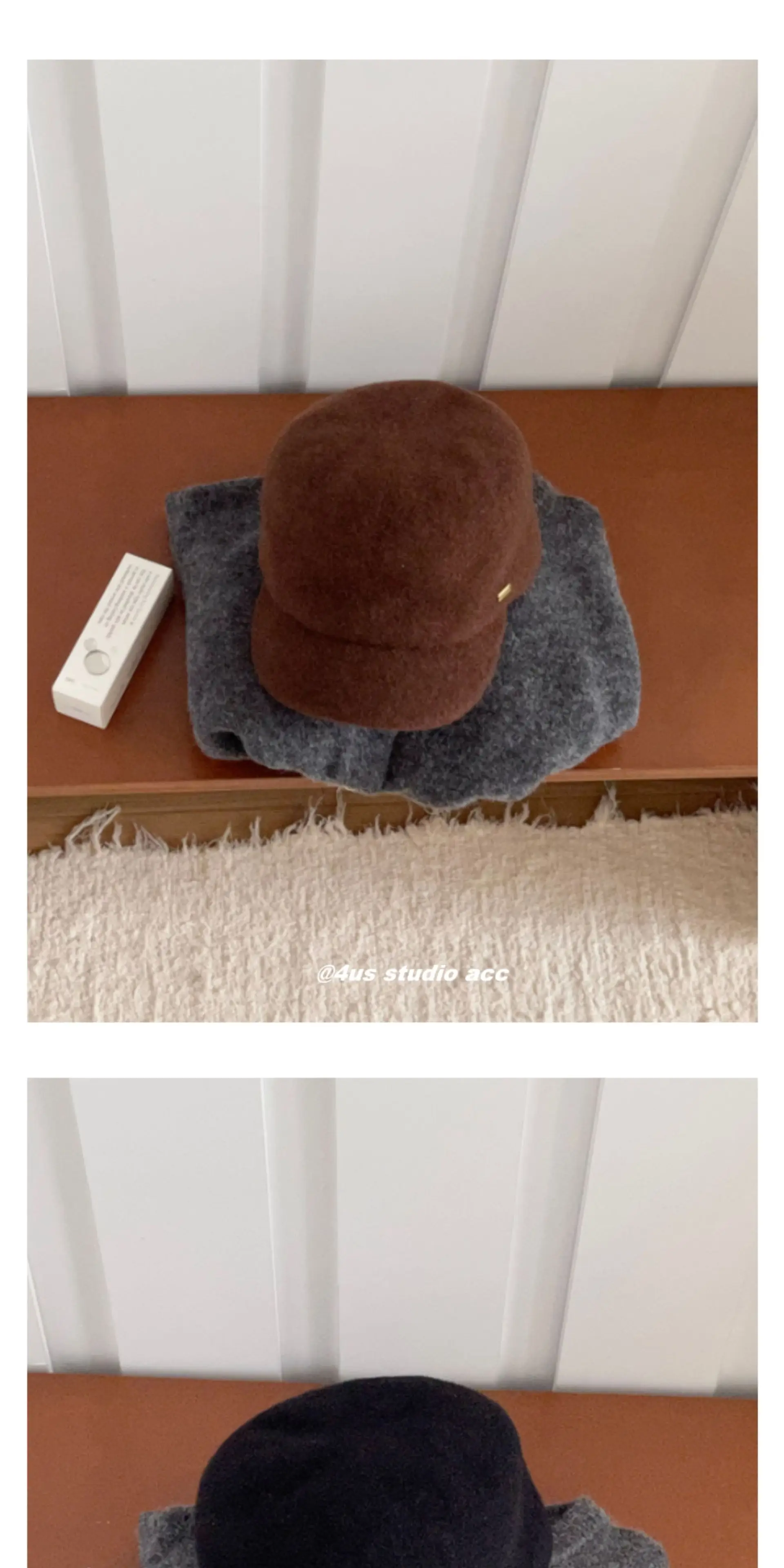 Women Wool Equestrian Hat Brown Black Winter Flat Top — feature 5