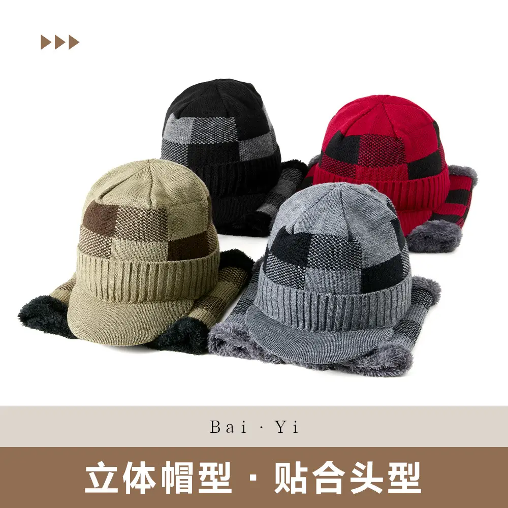 Winter Warm Knitted Beanie Cap Set for Men - Image 7