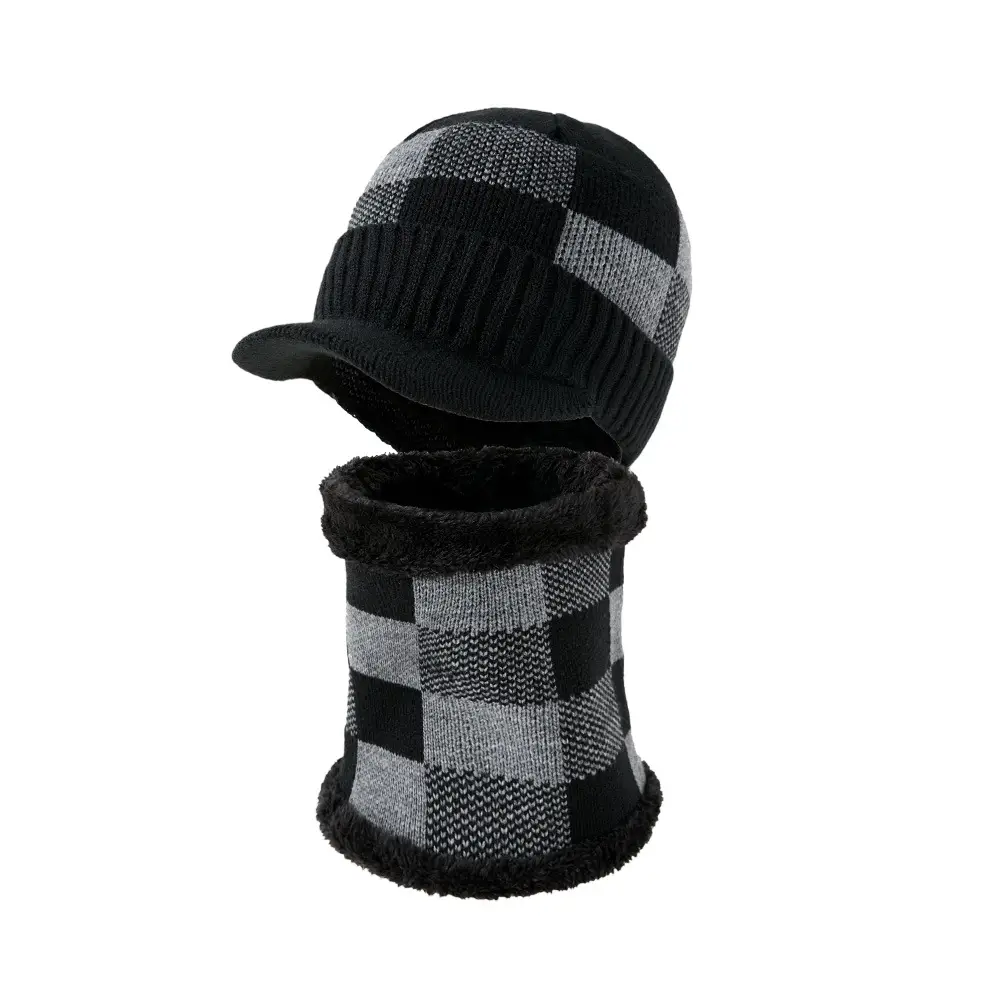 Winter Warm Knitted Beanie Cap Set for Men - Image 9