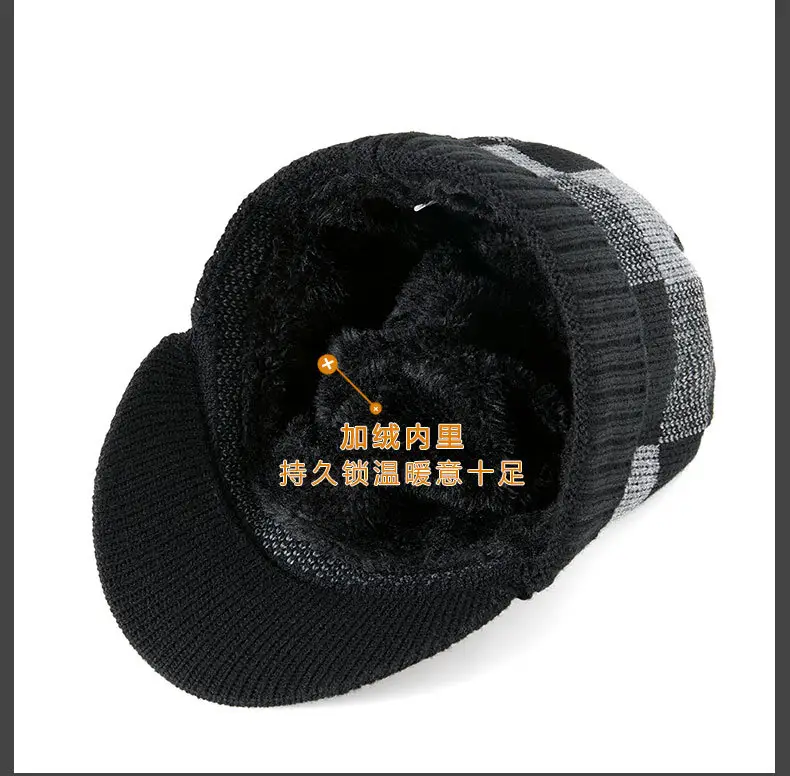 Winter Warm Knitted Beanie Cap Set for Men — feature 19