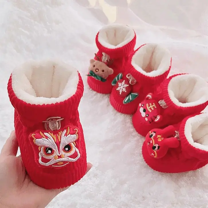 Baby Winter Velvet Shoes 0-6 Months Tiger Head Design