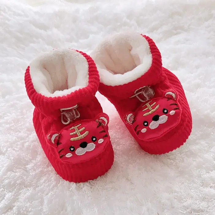 Baby Winter Velvet Shoes 0-6 Months Tiger Head Design
