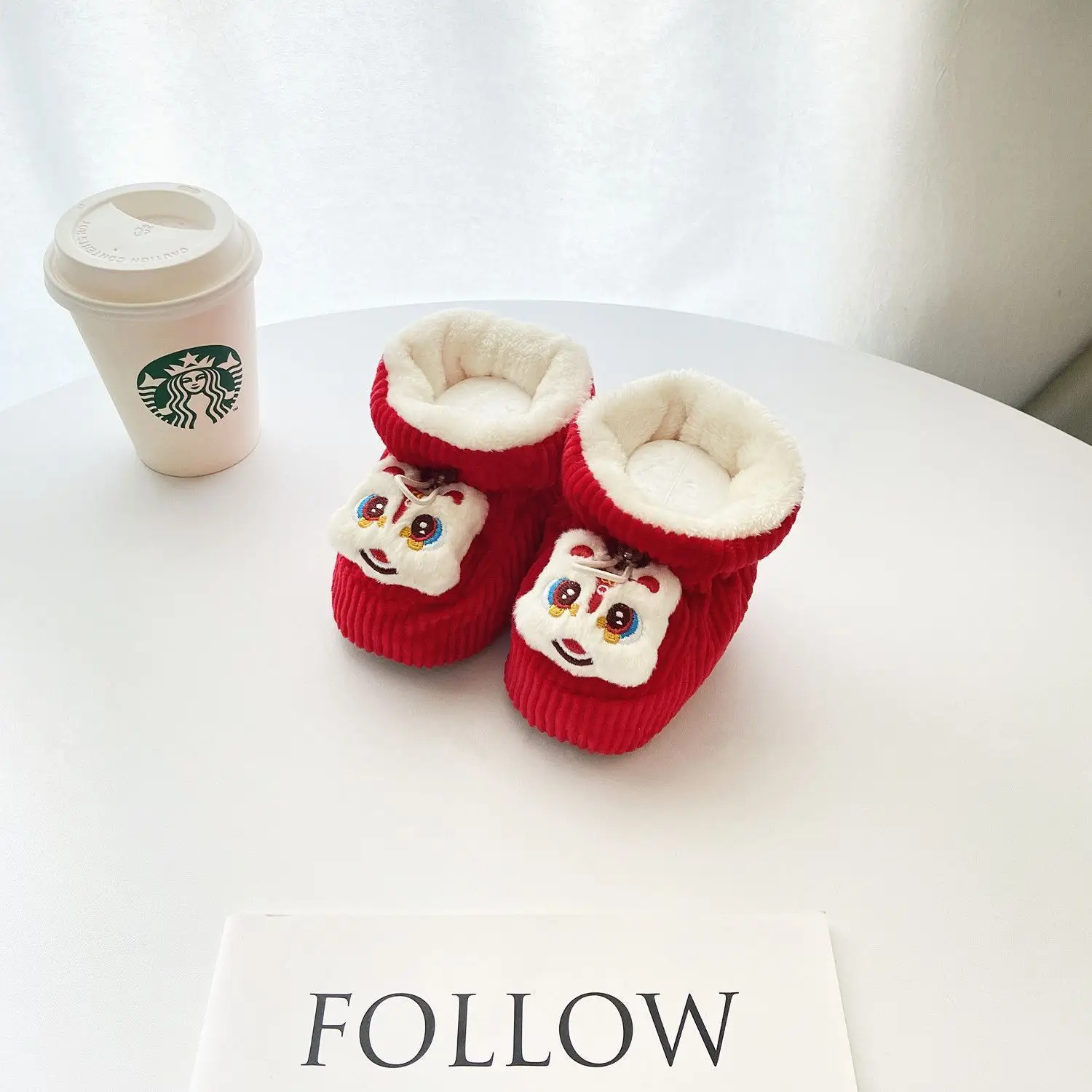 Baby Winter Velvet Shoes 0-6 Months Tiger Head Design