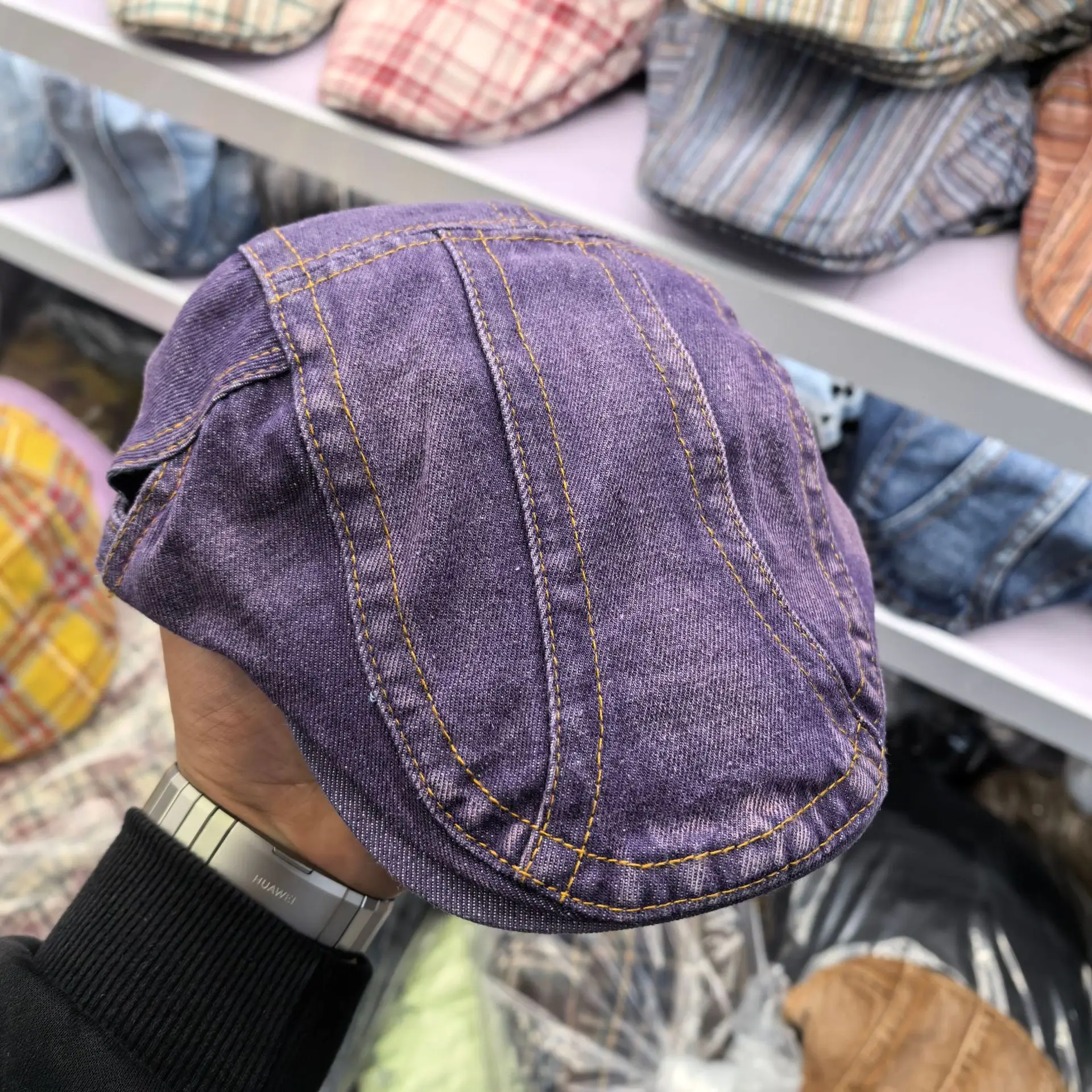 Washed Denim Duckbill Cap Forward for Men Women