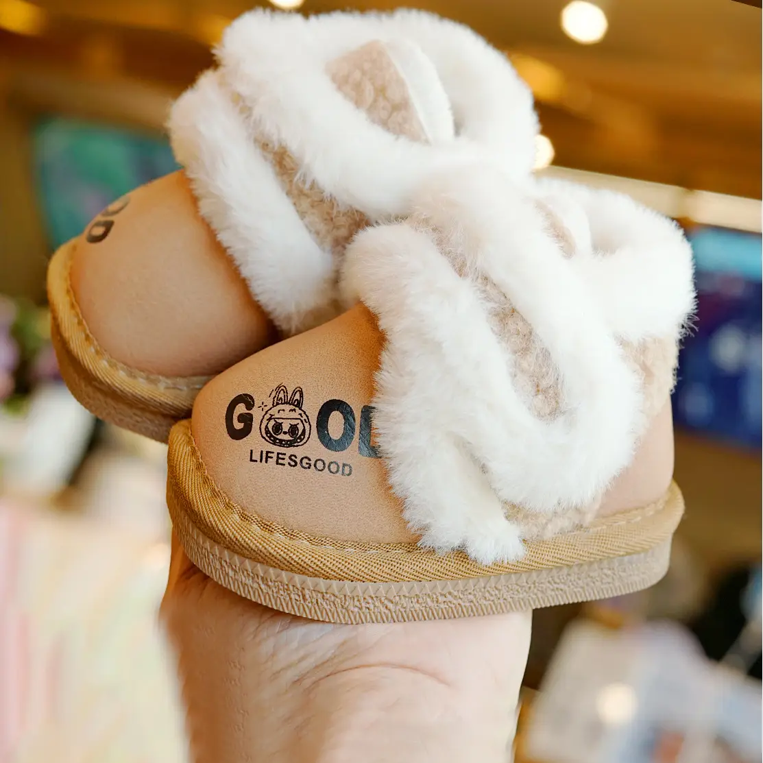 Toddler Winter Velvet Baby Shoes Pink 1-2Yrs