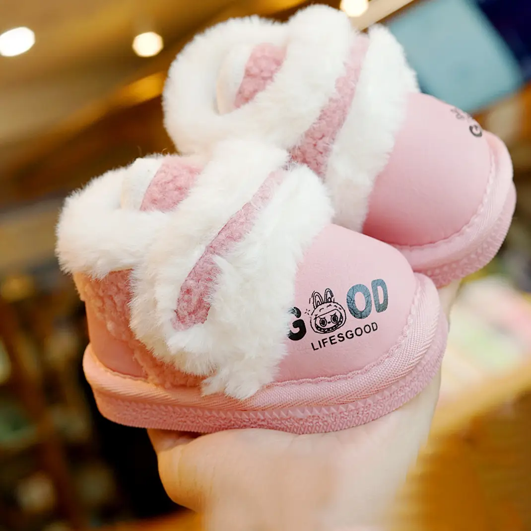 Toddler Winter Velvet Baby Shoes Pink 1-2Yrs