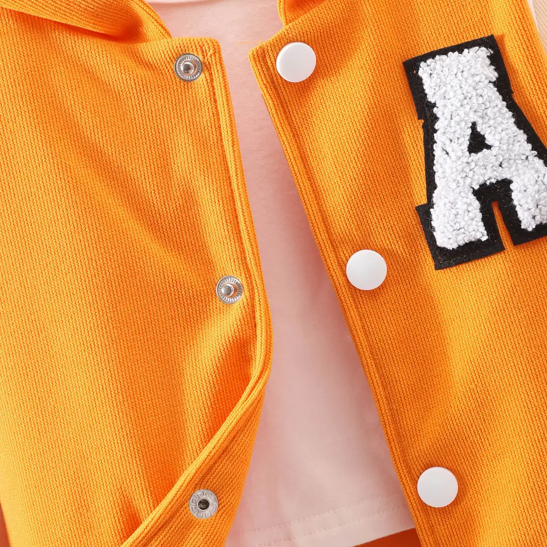 Cross-Border Autumn New Style Long-Sleeved Hooded Contrasting Color A-Line Stamp Suit for Children and Middle-Aged Children — feature 22