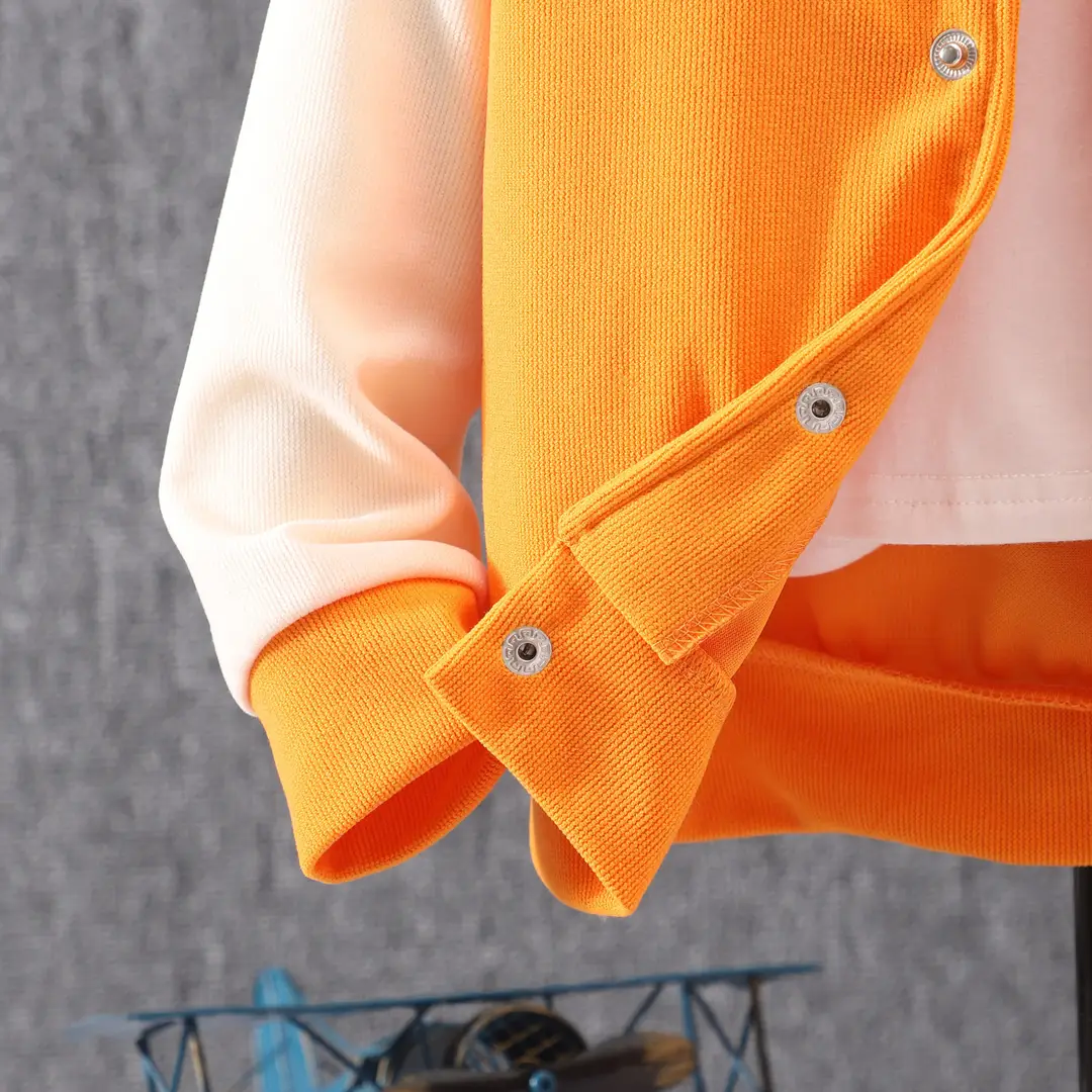 Cross-Border Autumn New Style Long-Sleeved Hooded Contrasting Color A-Line Stamp Suit for Children and Middle-Aged Children — feature 24