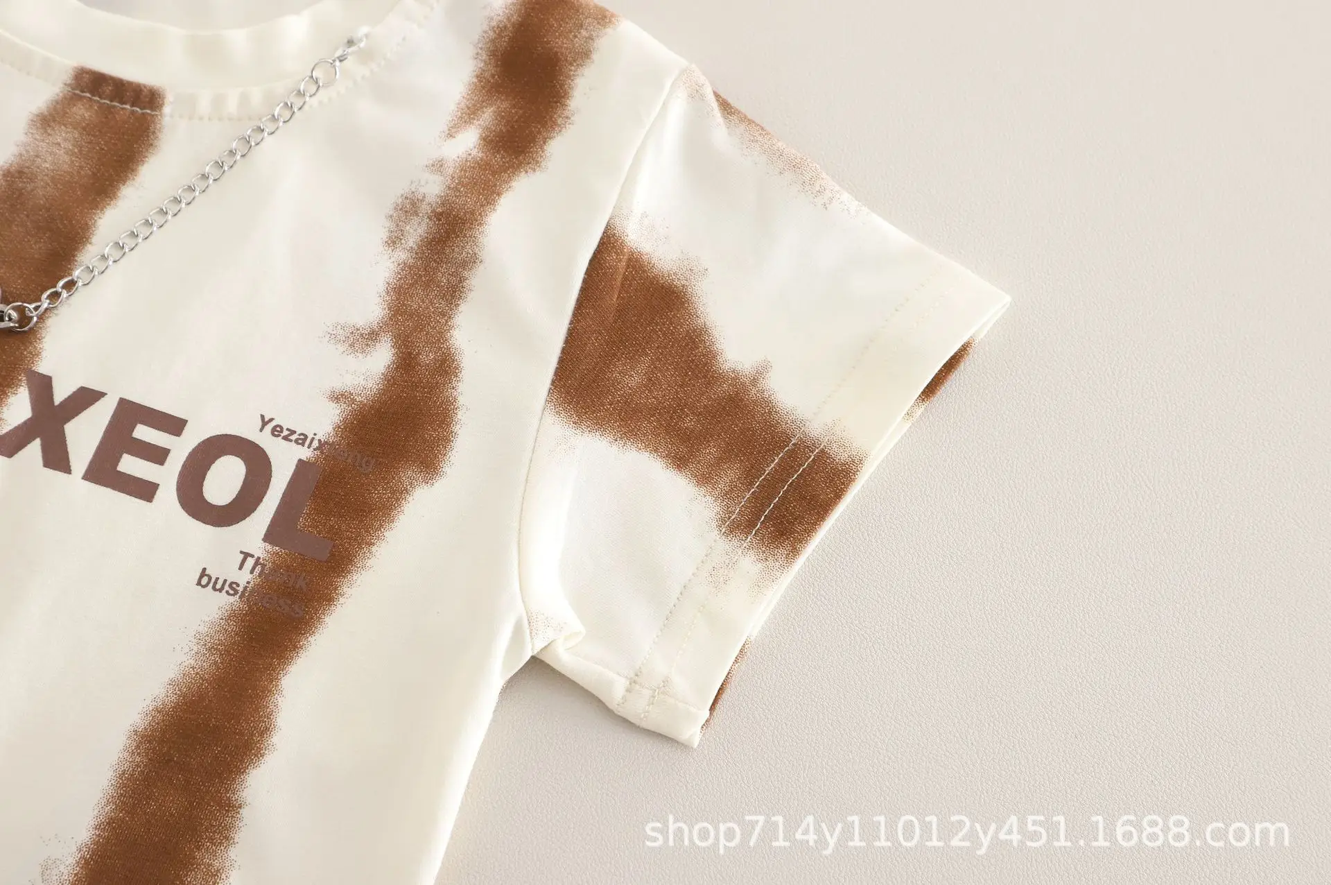 Trendy Boys Tie-Dye Shorts Set Brown White — feature 14