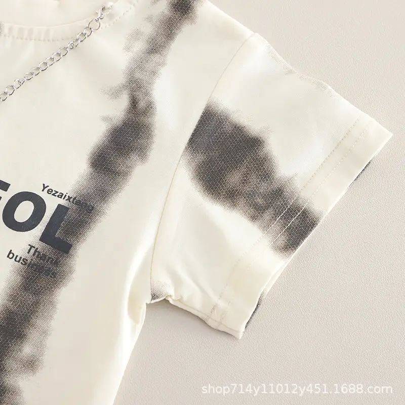 Trendy Boys Tie-Dye Shorts Set Brown White — feature 7