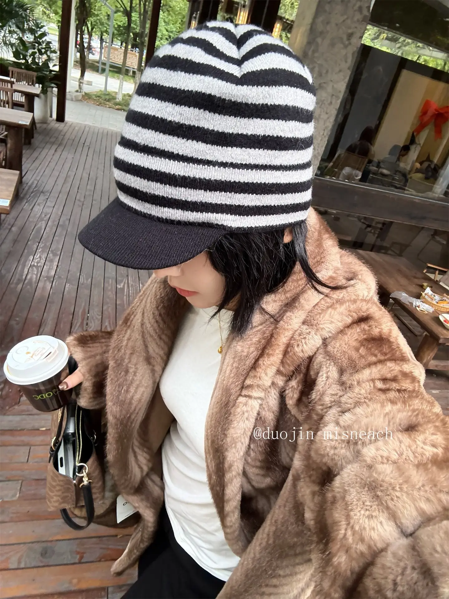 Striped Knit Baseball Cap for Women Retro Style — feature 12