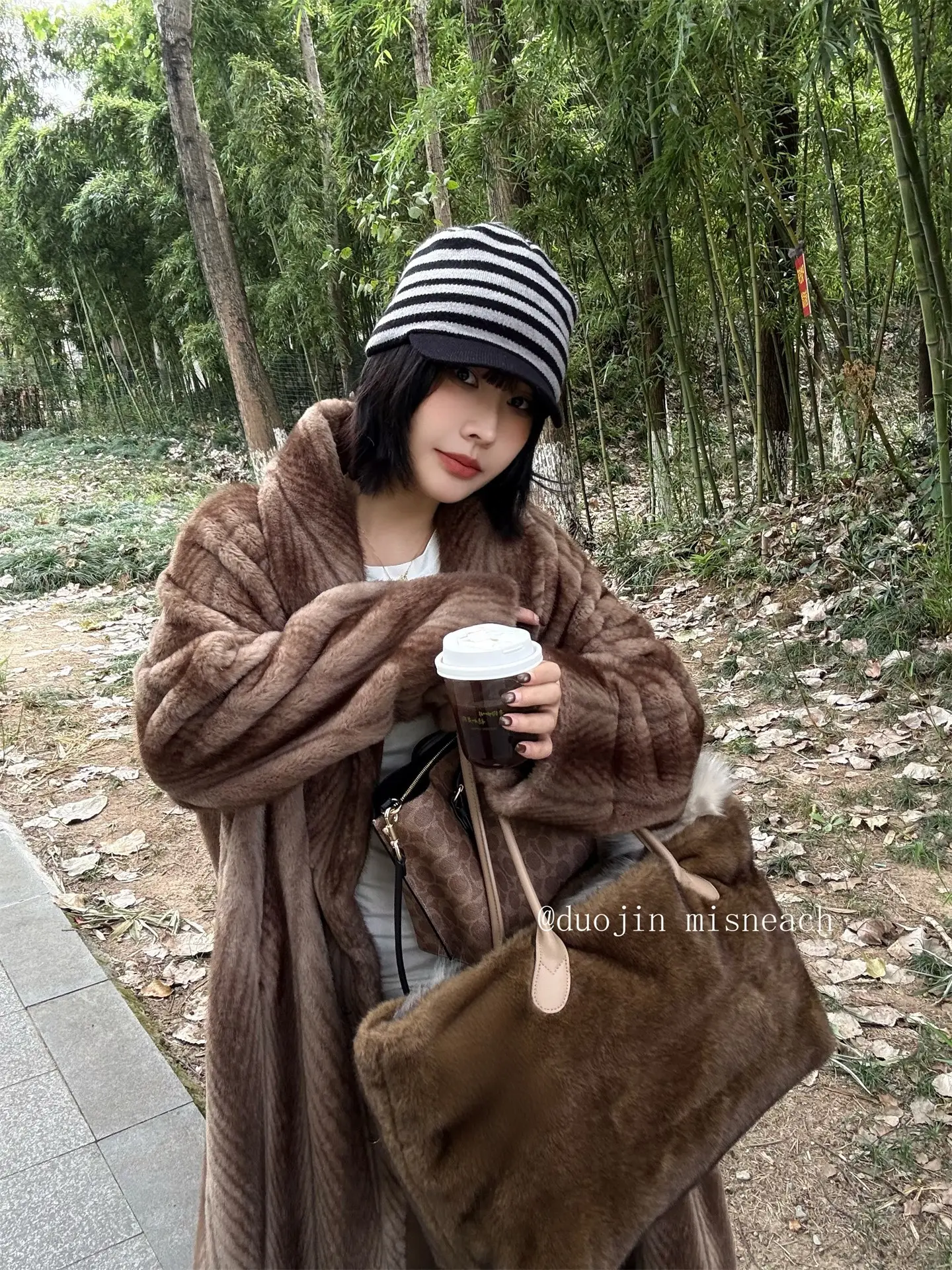 Striped Knit Baseball Cap for Women Retro Style — feature 15