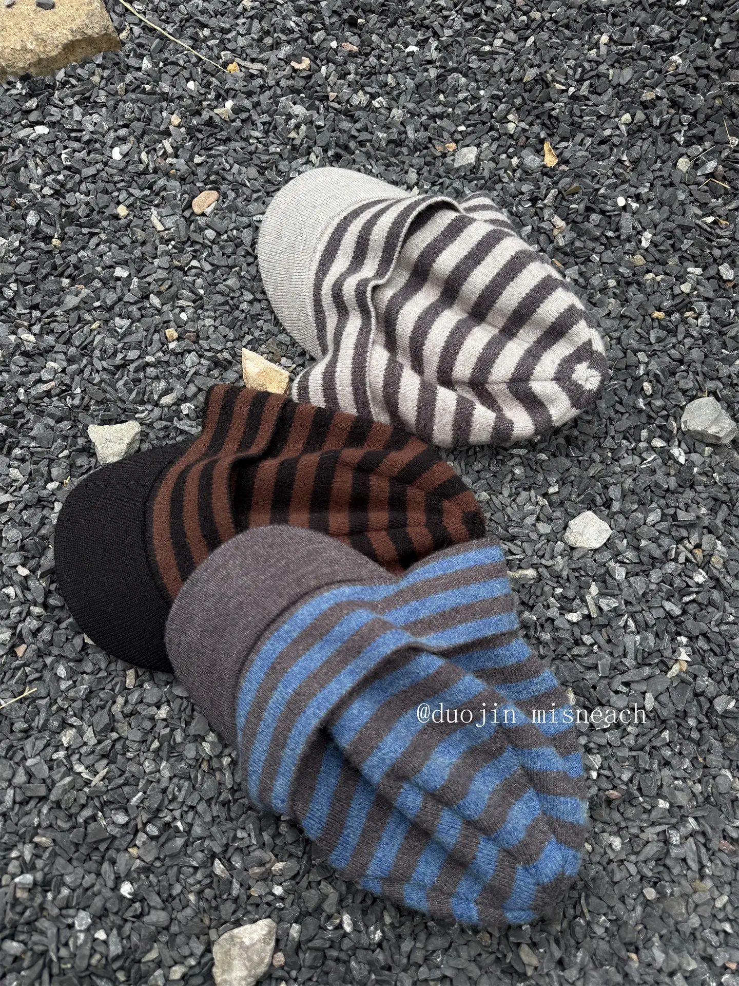Striped Knit Baseball Cap for Women Retro Style — feature 31