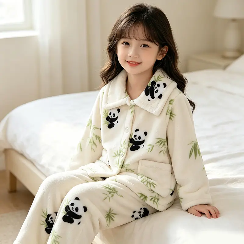 New Thickened Autumn and Winter Children's Flannel Pajamas for Girls and Boys, Medium and Large Children's Home Clothes, Drop Shipping - Image 37