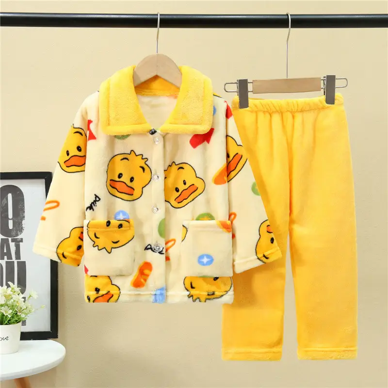 New Thickened Autumn and Winter Children's Flannel Pajamas for Girls and Boys, Medium and Large Children's Home Clothes, Drop Shipping - Image 10