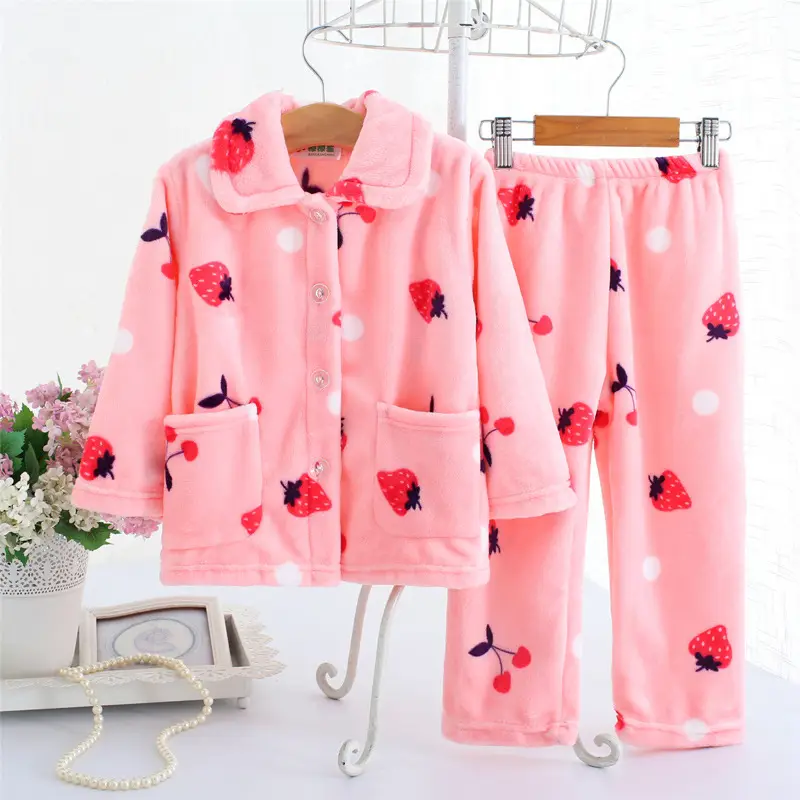New Thickened Autumn and Winter Children's Flannel Pajamas for Girls and Boys, Medium and Large Children's Home Clothes, Drop Shipping - Image 14