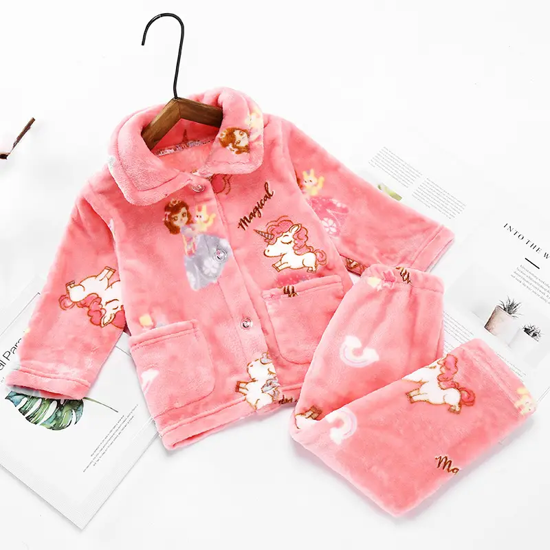 New Thickened Autumn and Winter Children's Flannel Pajamas for Girls and Boys, Medium and Large Children's Home Clothes, Drop Shipping - Image 15