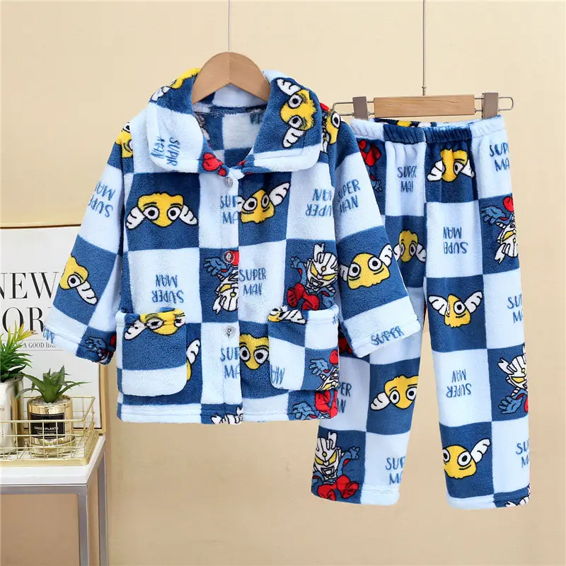 New Thickened Autumn and Winter Children's Flannel Pajamas for Girls and Boys, Medium and Large Children's Home Clothes, Drop Shipping - Image 19