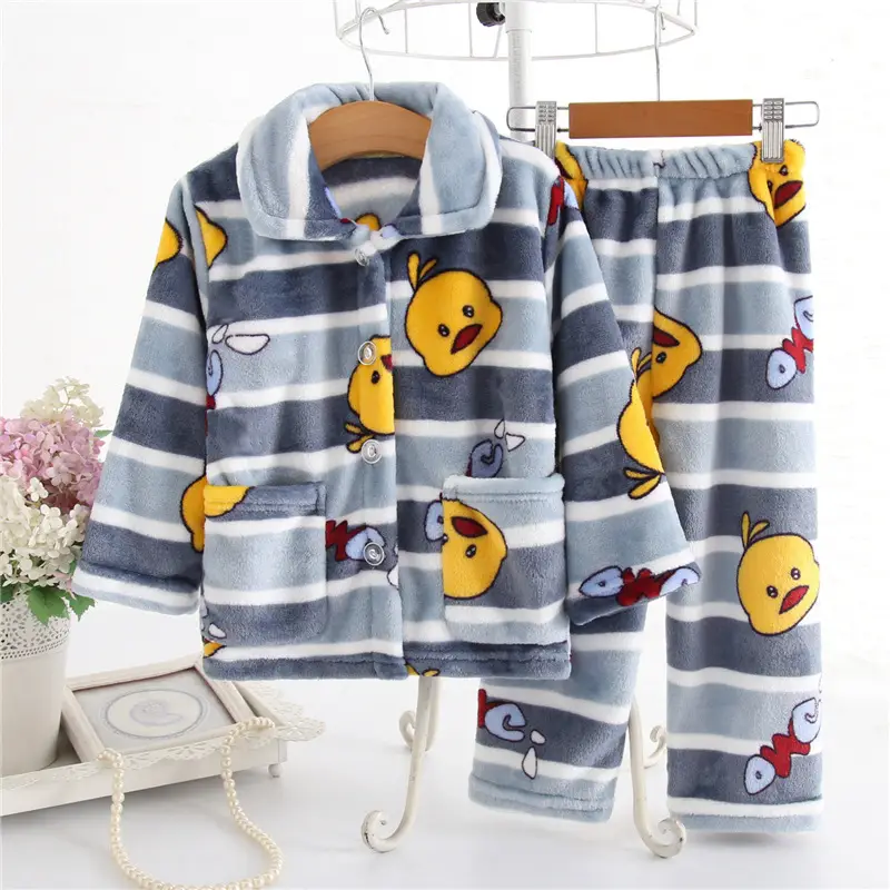 New Thickened Autumn and Winter Children's Flannel Pajamas for Girls and Boys, Medium and Large Children's Home Clothes, Drop Shipping - Image 20
