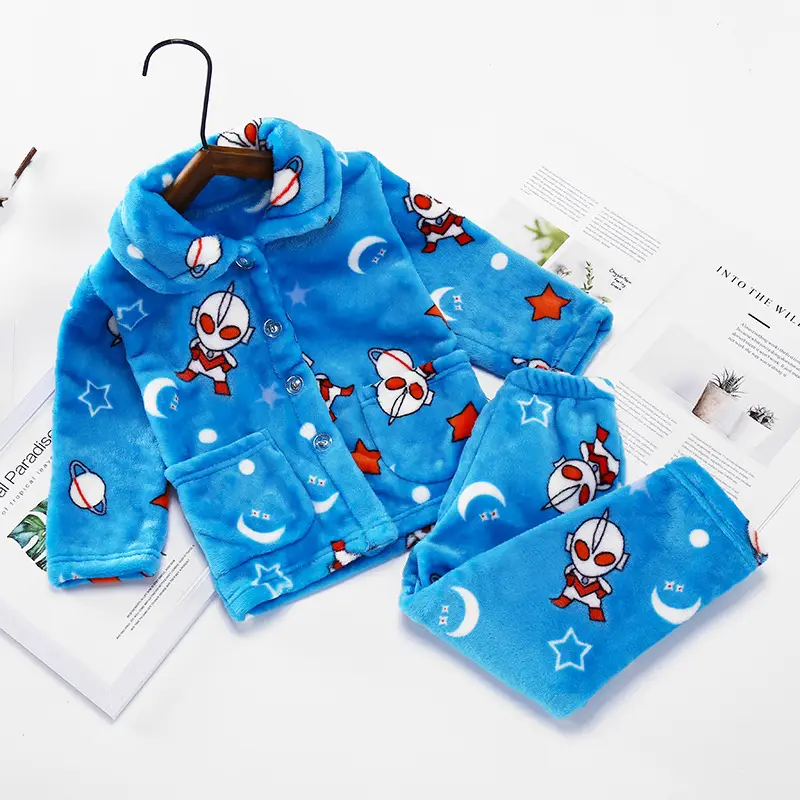 New Thickened Autumn and Winter Children's Flannel Pajamas for Girls and Boys, Medium and Large Children's Home Clothes, Drop Shipping - Image 23