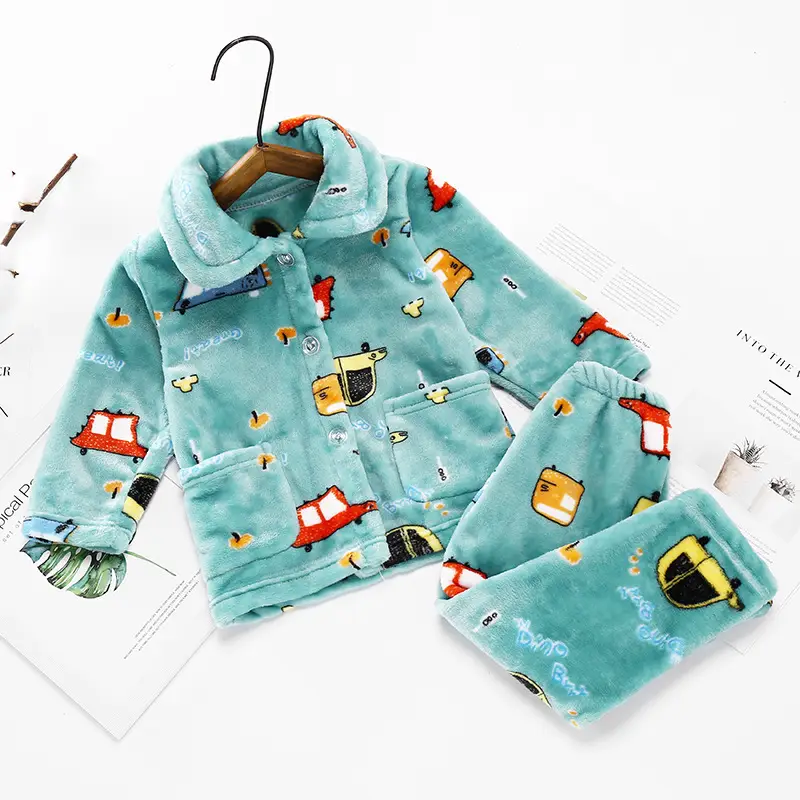 New Thickened Autumn and Winter Children's Flannel Pajamas for Girls and Boys, Medium and Large Children's Home Clothes, Drop Shipping - Image 24