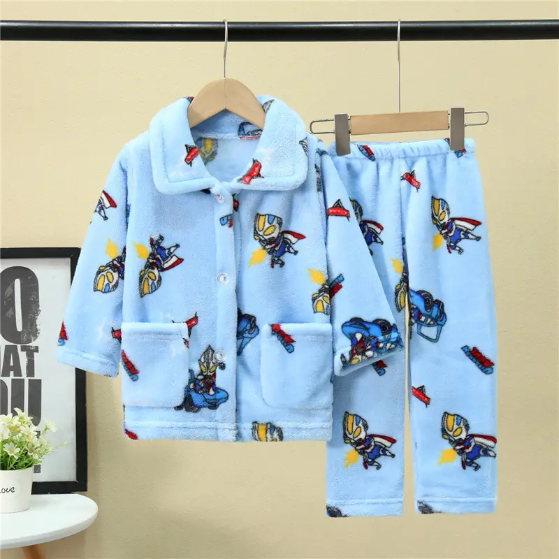 New Thickened Autumn and Winter Children's Flannel Pajamas for Girls and Boys, Medium and Large Children's Home Clothes, Drop Shipping - Image 27