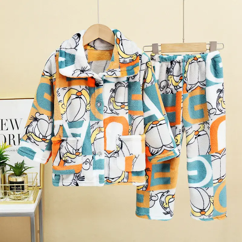 New Thickened Autumn and Winter Children's Flannel Pajamas for Girls and Boys, Medium and Large Children's Home Clothes, Drop Shipping - Image 28
