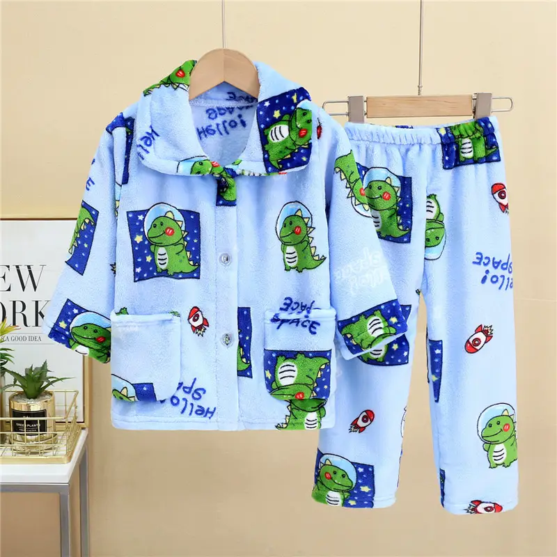 New Thickened Autumn and Winter Children's Flannel Pajamas for Girls and Boys, Medium and Large Children's Home Clothes, Drop Shipping - Image 29