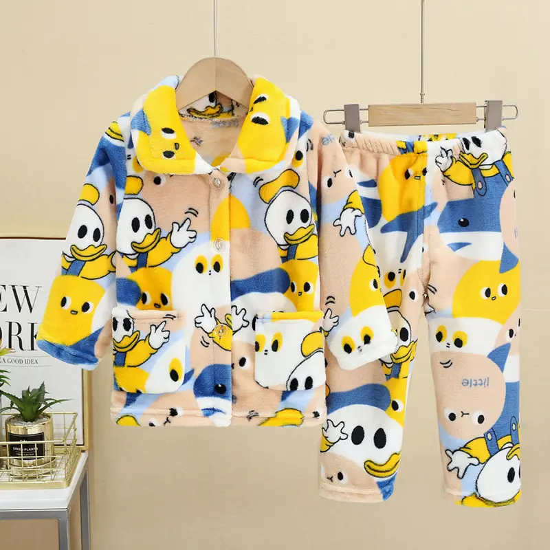 New Thickened Autumn and Winter Children's Flannel Pajamas for Girls and Boys, Medium and Large Children's Home Clothes, Drop Shipping - Image 31